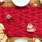 Red Soft Plush Faux Fur Jacquard Heart Table Runner – Valentine’s Day, Seasonal Kitchen & Dining Table Decor for Home Parties, 13 x 72 Inch